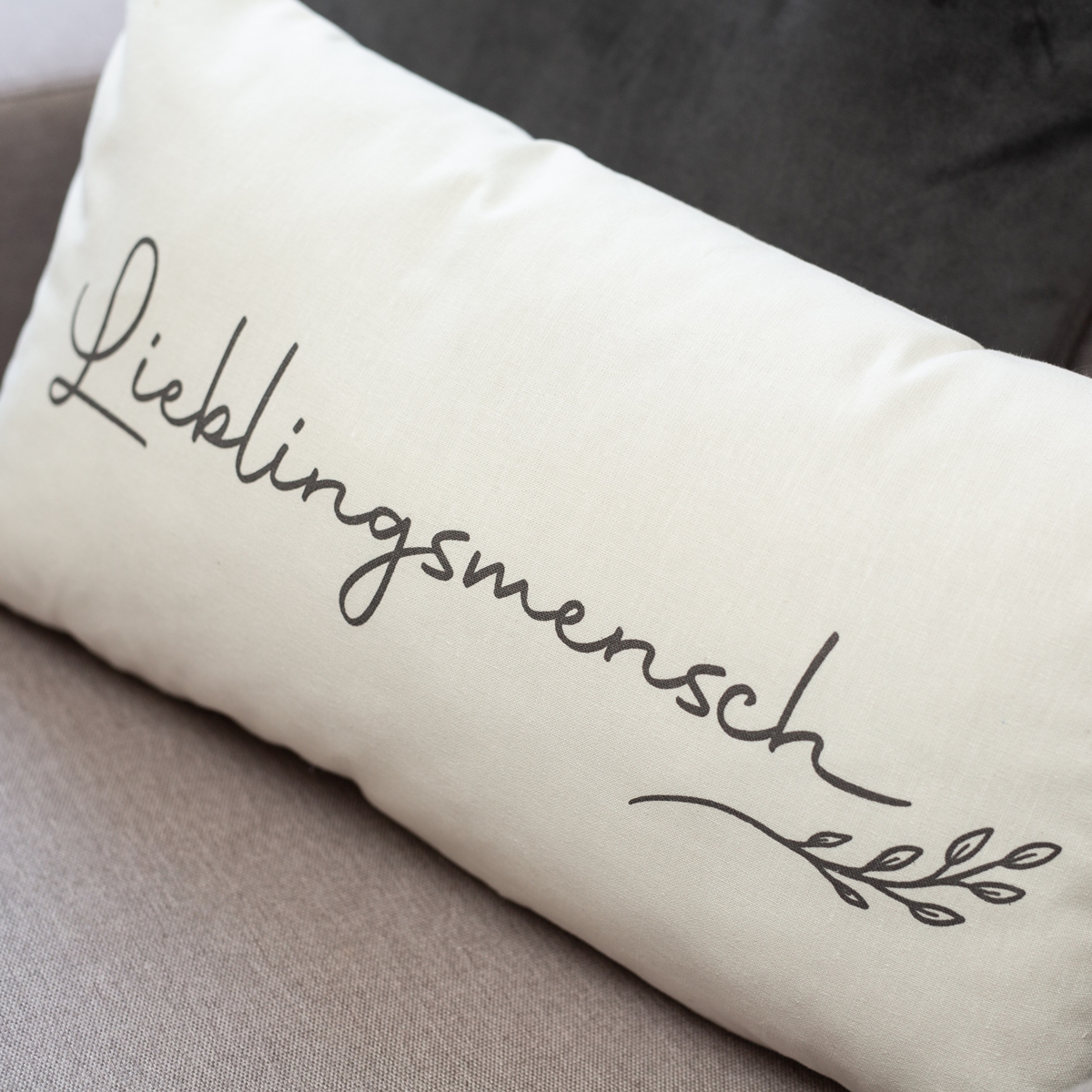 2ER SET ZIERKISSEN LIEBLINGSMENSCH SOFA KISSEN SPRUCH DEKO KISSEN